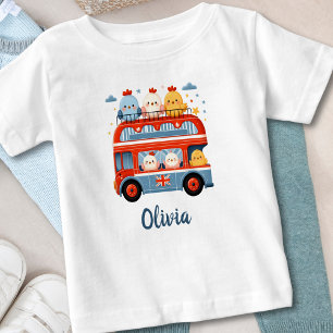 T-shirt Pour Bébé Poules mignonnes et bus de Londres
