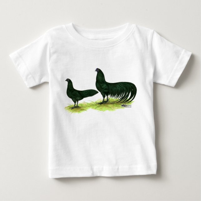 T-shirt Pour Bébé Poules Sumatra noires (Devant)