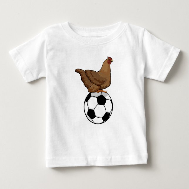 T-shirt Pour Bébé Poulet aux sports de football (Devant)