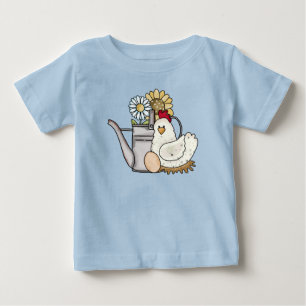 T-shirt Pour Bébé Poulet de campagne arrosoir soleil fleur marguerit
