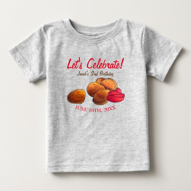 T-shirt Pour Bébé Poulet de poule avec Ketchup Junk Restauration rap (Devant)