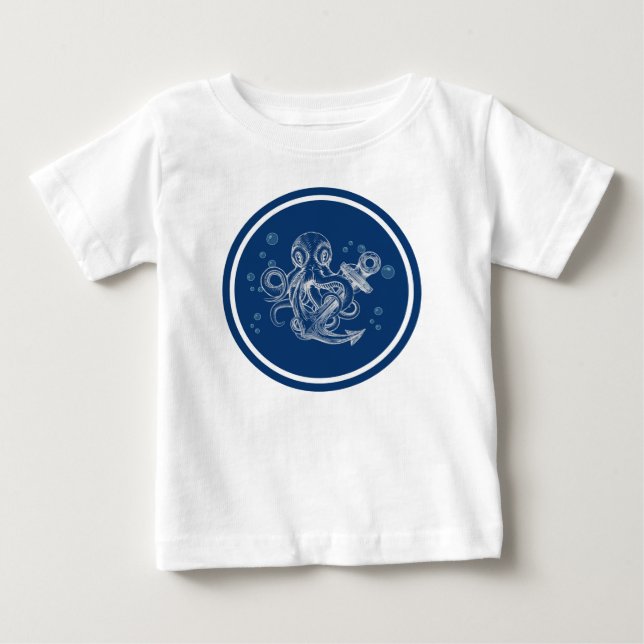 T-shirt Pour Bébé Poulpe avec ancre (Devant)