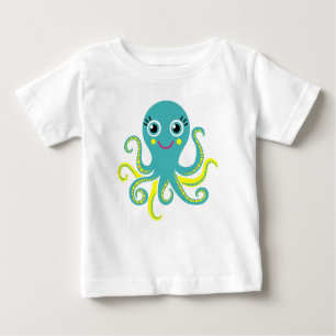 T-shirt Pour Bébé Poulpe bleu et jaune