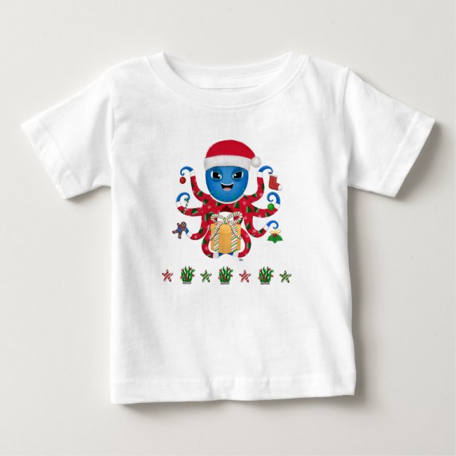 T-shirt Pour Bébé poulpe de Noël (Devant)