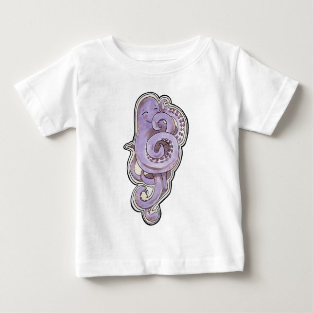 T-shirt Pour Bébé Poulpe timide (Devant)