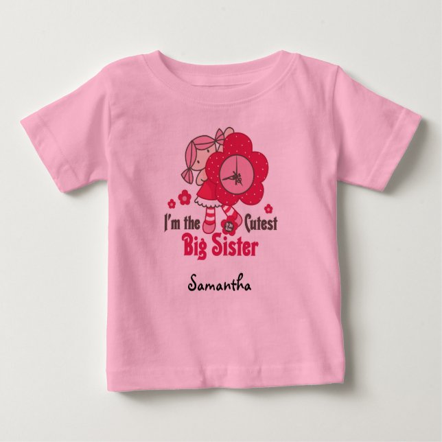 T-shirt Pour Bébé Poupée de cerf personnalisable Grosse soeur (Devant)