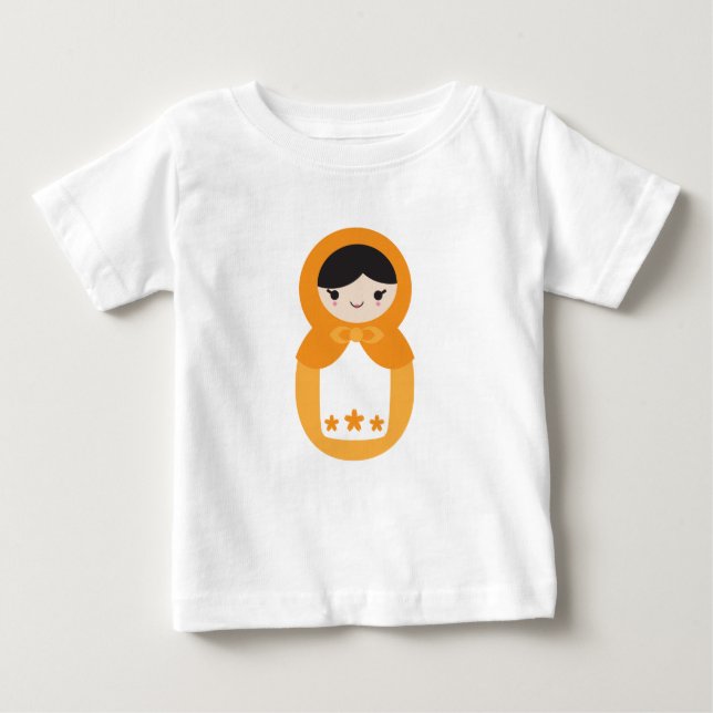T-shirt Pour Bébé Poupée Orange Matryoshka (Devant)