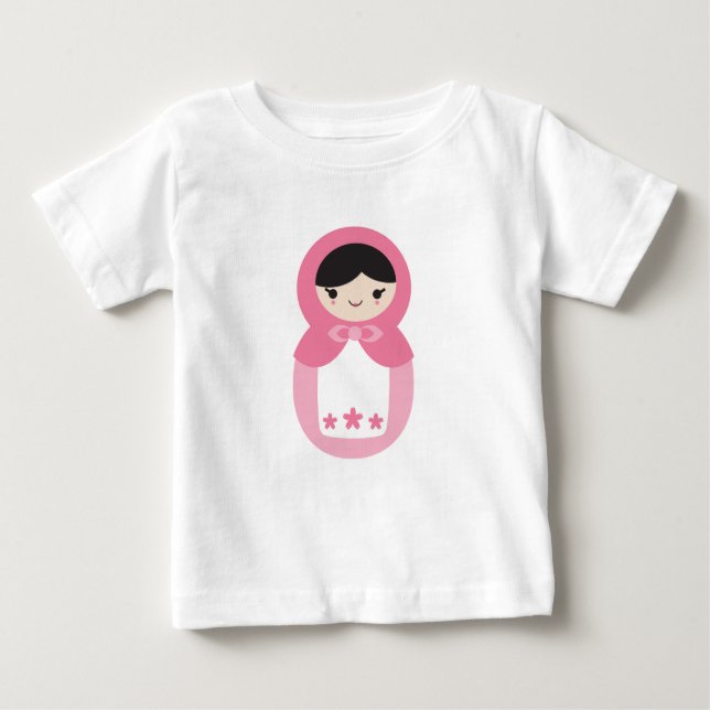 T-shirt Pour Bébé Poupée rose Matryoshka (Devant)