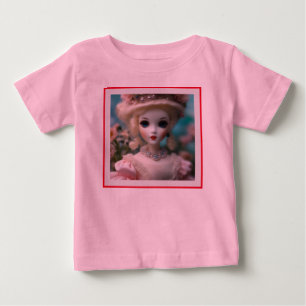 T-shirt Pour Bébé Poupée Vintage bleue,