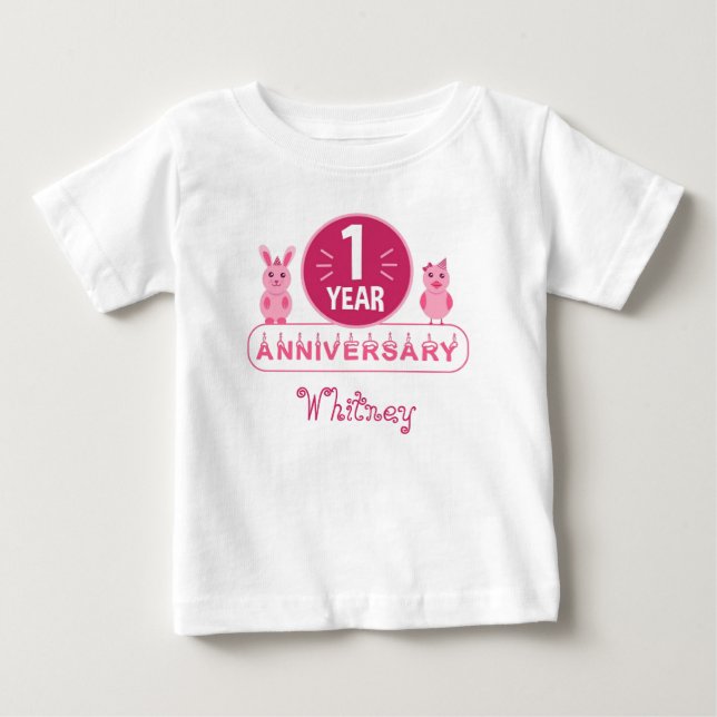 T-shirt pour bébé pour la première fête d'annivers (Devant)