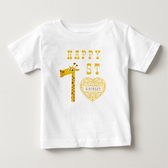 T-shirt pour bébé pour le premier anniversaire ave (Devant)