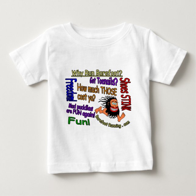 T-shirt Pour Bébé Pourquoi course aux pieds nus ? (Devant)
