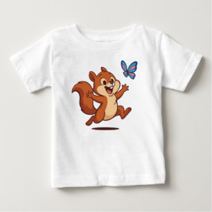 T-shirt Pour Bébé Poursuite Joyeuse – Écureuil Heureux & Papillon