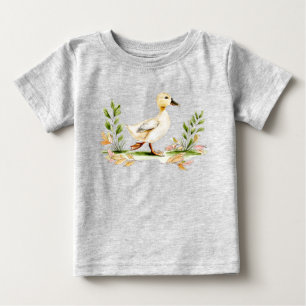 T-shirt Pour Bébé Poussin à l'aquarelle avec trèfle à quatre feuille