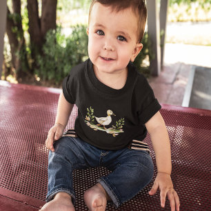 T-shirt Pour Bébé Poussin à l'aquarelle avec trèfle à quatre feuille