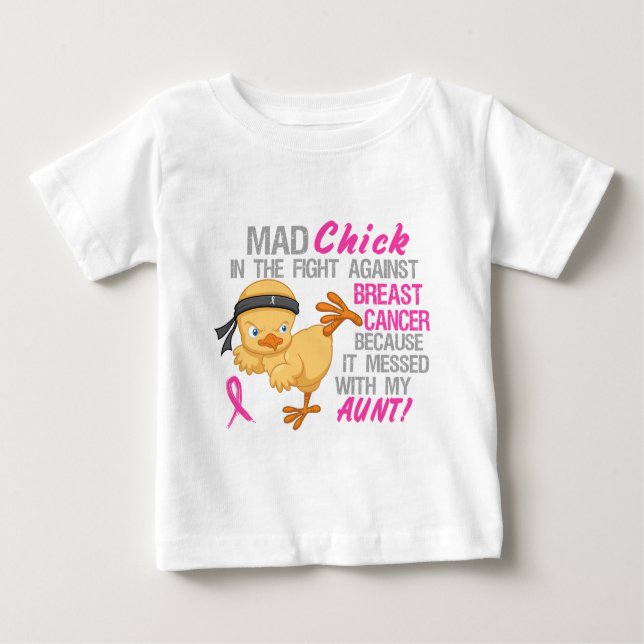 T-shirt Pour Bébé Poussin fou sali avec la tante 3 cancer du sein (Devant)