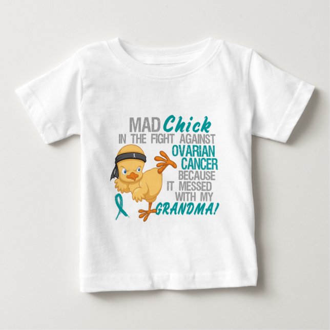 T-shirt Pour Bébé Poussin fou sali avec le Cancer ovarien de la (Devant)