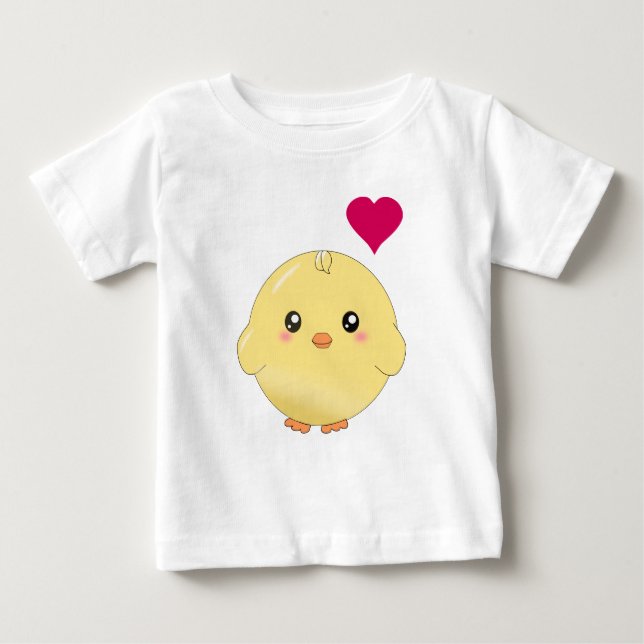 T-shirt Pour Bébé Poussin jaune mignon (Devant)