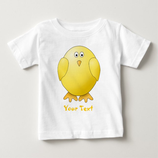 T-shirt Pour Bébé Poussin mignon. Petit oiseau jaune. Texte fait sur (Devant)