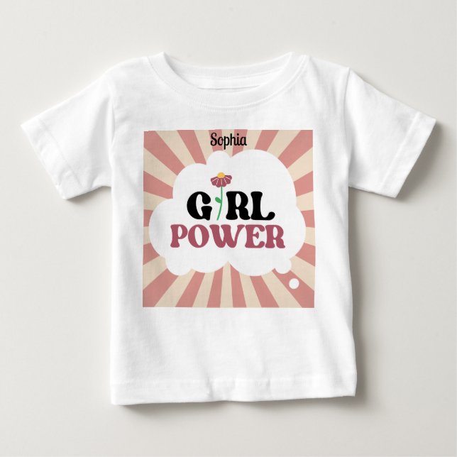 T-shirt Pour Bébé POUVOIR DE FILLE. Nom modifiable (Devant)