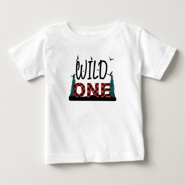 T-shirt Pour Bébé Premier 1er anniversaire d'une chemise de plaid sa (Devant)