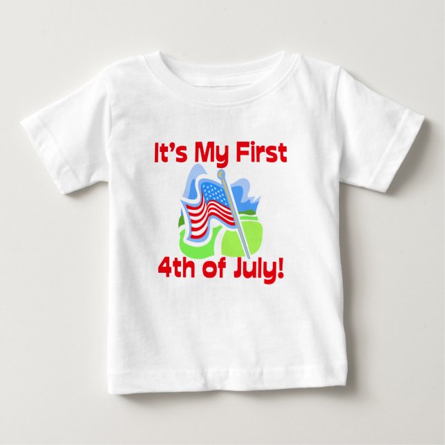 T-shirt Pour Bébé Premier 4 juillet, T-shirt mignon de bébé (Devant)