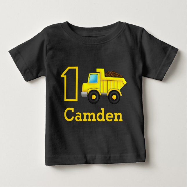 T-shirt Pour Bébé Premier Anniversaire 1er 2e 3e voiture de construc (Devant)
