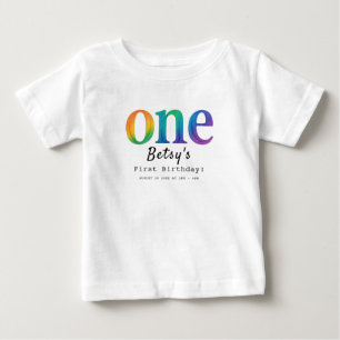 T-shirt Pour Bébé Premier anniversaire aquarelle arc-en-ciel   Bébé 