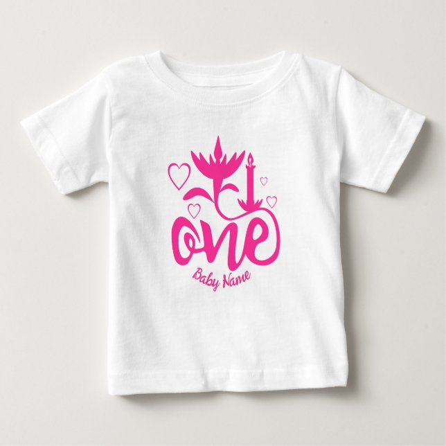 T-shirt Pour Bébé Premier anniversaire Baby rose nom de la crème (Devant)