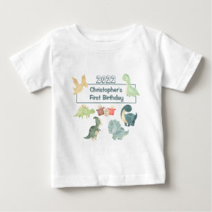 T-shirt Pour Bébé Premier anniversaire bébé dinosaure aquarelle mign