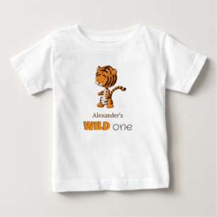 T-shirt Pour Bébé Premier Anniversaire Bébé Tigre Safari Wild One