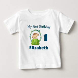 T-shirt Pour Bébé Premier Anniversaire Cute Safari Singe