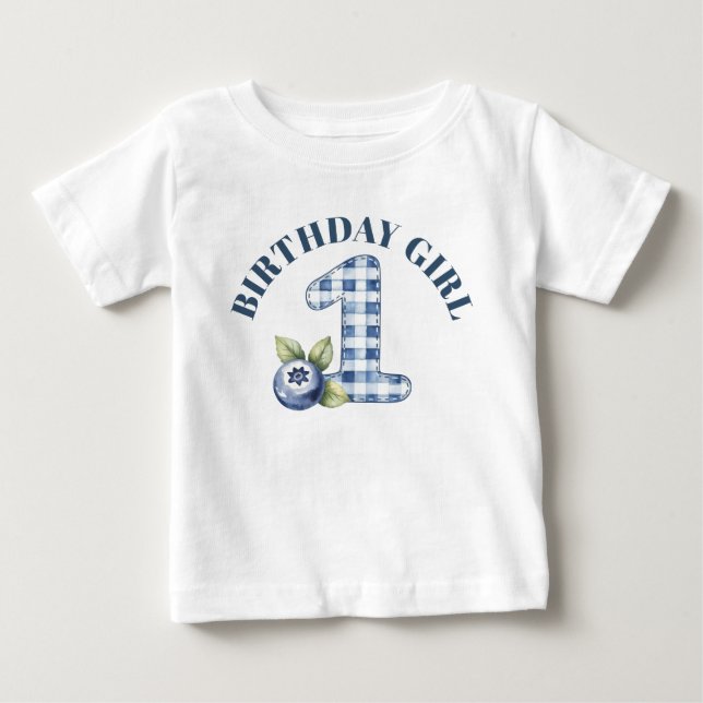 T-shirt Pour Bébé Premier anniversaire de bébé aux bleuets (Devant)