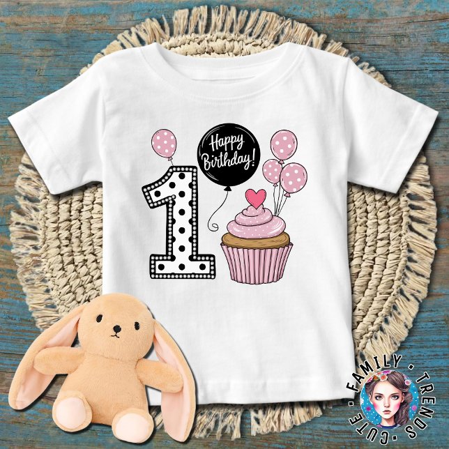 T-shirt Pour Bébé Premier anniversaire de bébé fille (Créateur téléchargé)