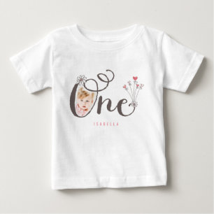 T-shirt Pour Bébé Premier Anniversaire de Bébé Fille Rose Caprice Ph