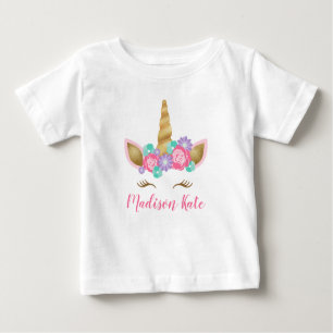 T-shirt Pour Bébé Premier anniversaire de couronne de visage floral