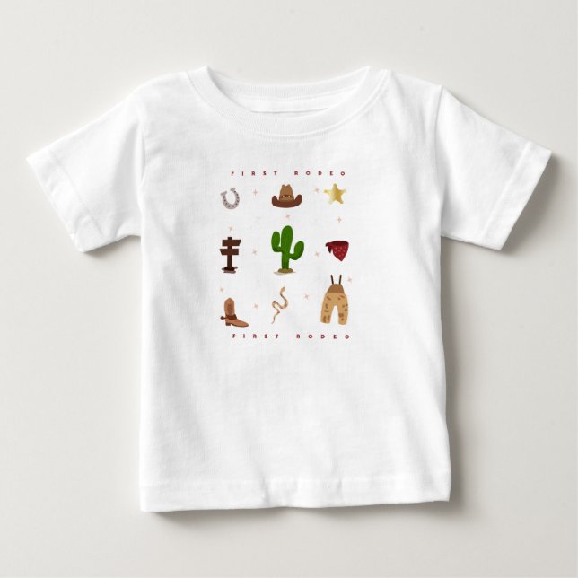 T-shirt Pour Bébé Premier Anniversaire de Cowboy Rodeo pour Enfants (Devant)
