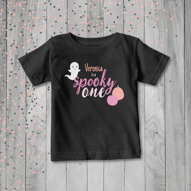 T-shirt Pour Bébé Premier anniversaire de éffrayant One Girl (Spooky One Custom Birthday Shirt)