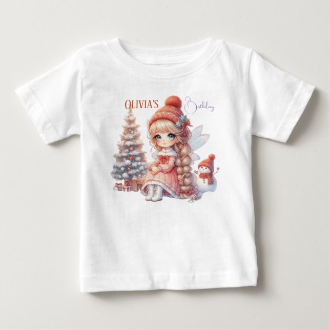 T-shirt Pour Bébé Premier Anniversaire de Fée Première Fille (Devant)