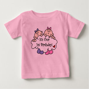 T-shirt Pour Bébé Premier anniversaire de filles jumelles