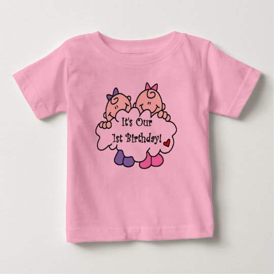 T Shirt Pour Bebe Premier Anniversaire De Filles Jumelles Zazzle Fr