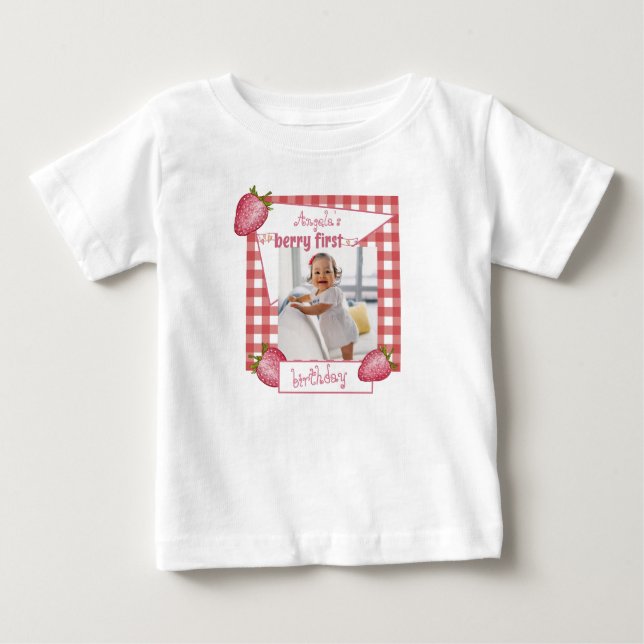 T-shirt Pour Bébé Premier anniversaire de la fraise (Devant)