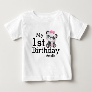 T-shirt Pour Bébé Premier anniversaire de mignonne fille Panda perso