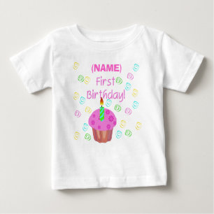 T-shirt Pour Bébé Premier anniversaire de petit gâteau rose