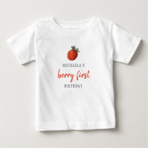 T-shirt Pour Bébé Premier anniversaire de Red Strawberry Berry