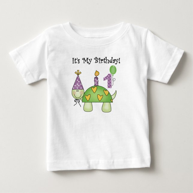 T-shirt Pour Bébé Premier anniversaire de tortue (Devant)