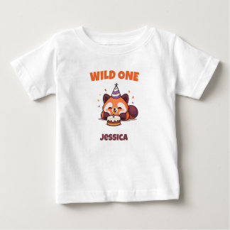 T-shirt Pour Bébé Premier anniversaire de Wild One rouge personnalis