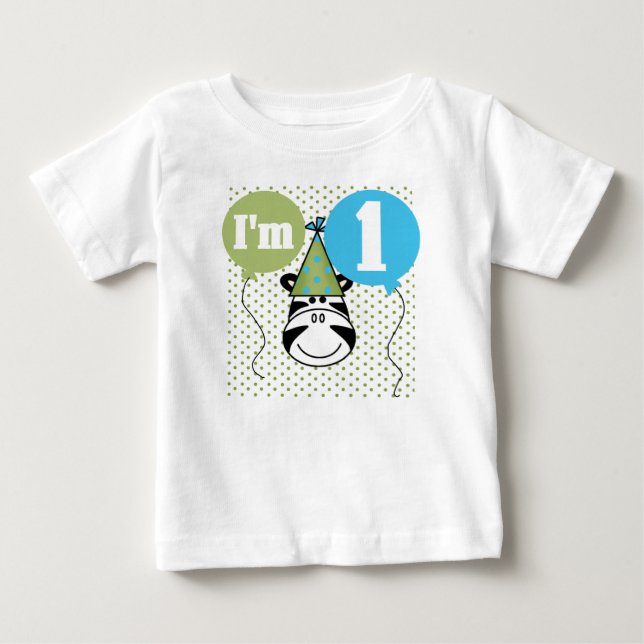 T-shirt Pour Bébé Premier anniversaire de zèbre (Devant)