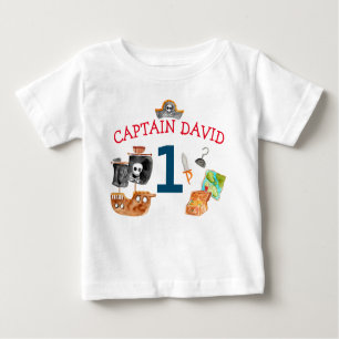 T-shirt Pour Bébé Premier anniversaire du bébé pirate personnalisé