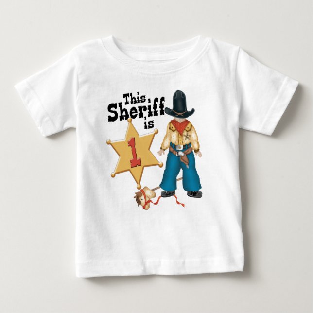 T-shirt Pour Bébé Premier anniversaire du shérif (Devant)